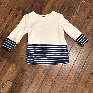 J. Crew Cream and Navy Striped Sweatshirt